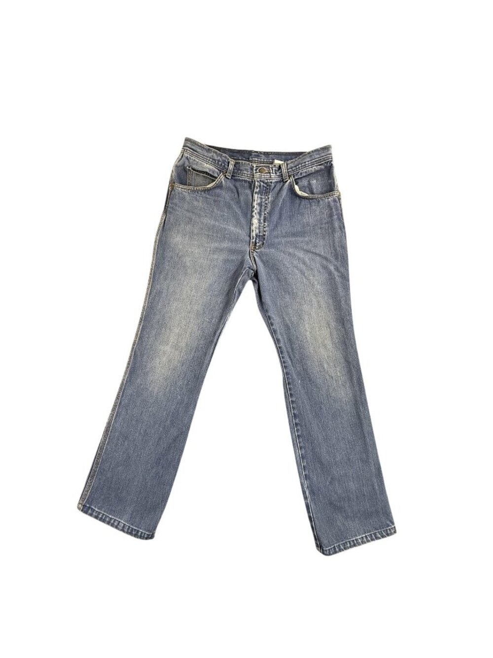 Vintage Checkmate Jeans Mens 32x31 Blue Med Wash Straight Embroidered Faded Y2K